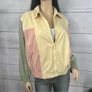 ALFRED DUNNER Vintage Cottagecore Pastel Color Block Zip Track Jacket, Size 10P